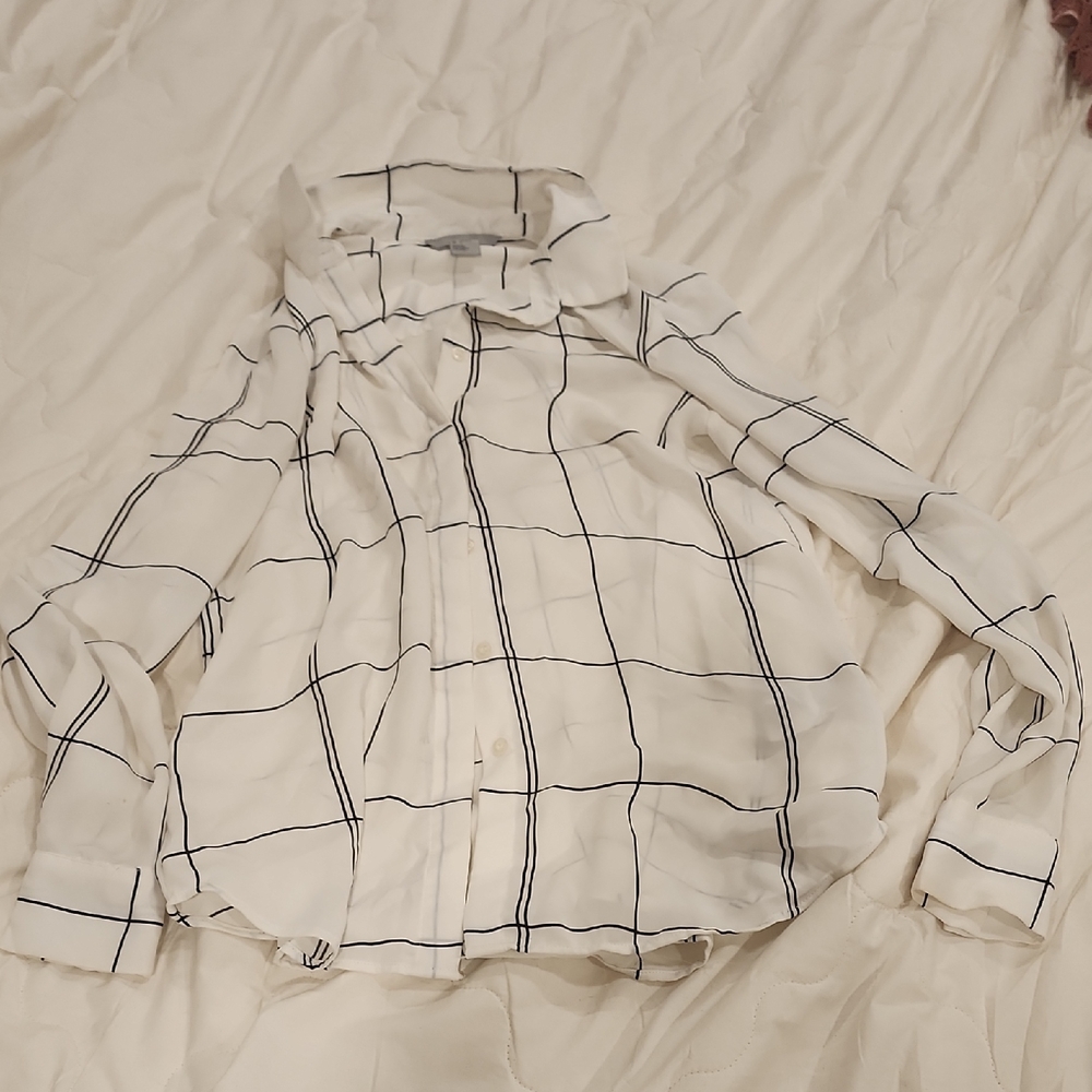 White and Black Checkered Blouse
